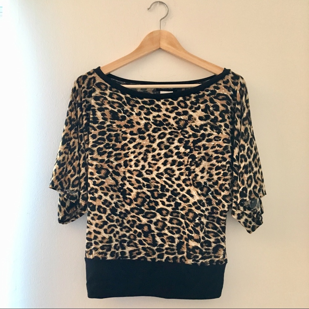 Cheetah print batwing shirt